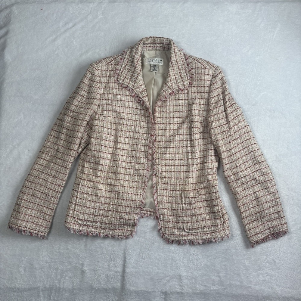 John Paul Richard Uniform Petite Tweed Blazer Suit Jacket Pink Women's‎ 8